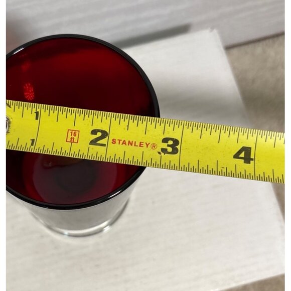 Ruby Red Wine Glasses With Clear Pedestal Base Set Of 5 Vintage - Picture 7 of 8